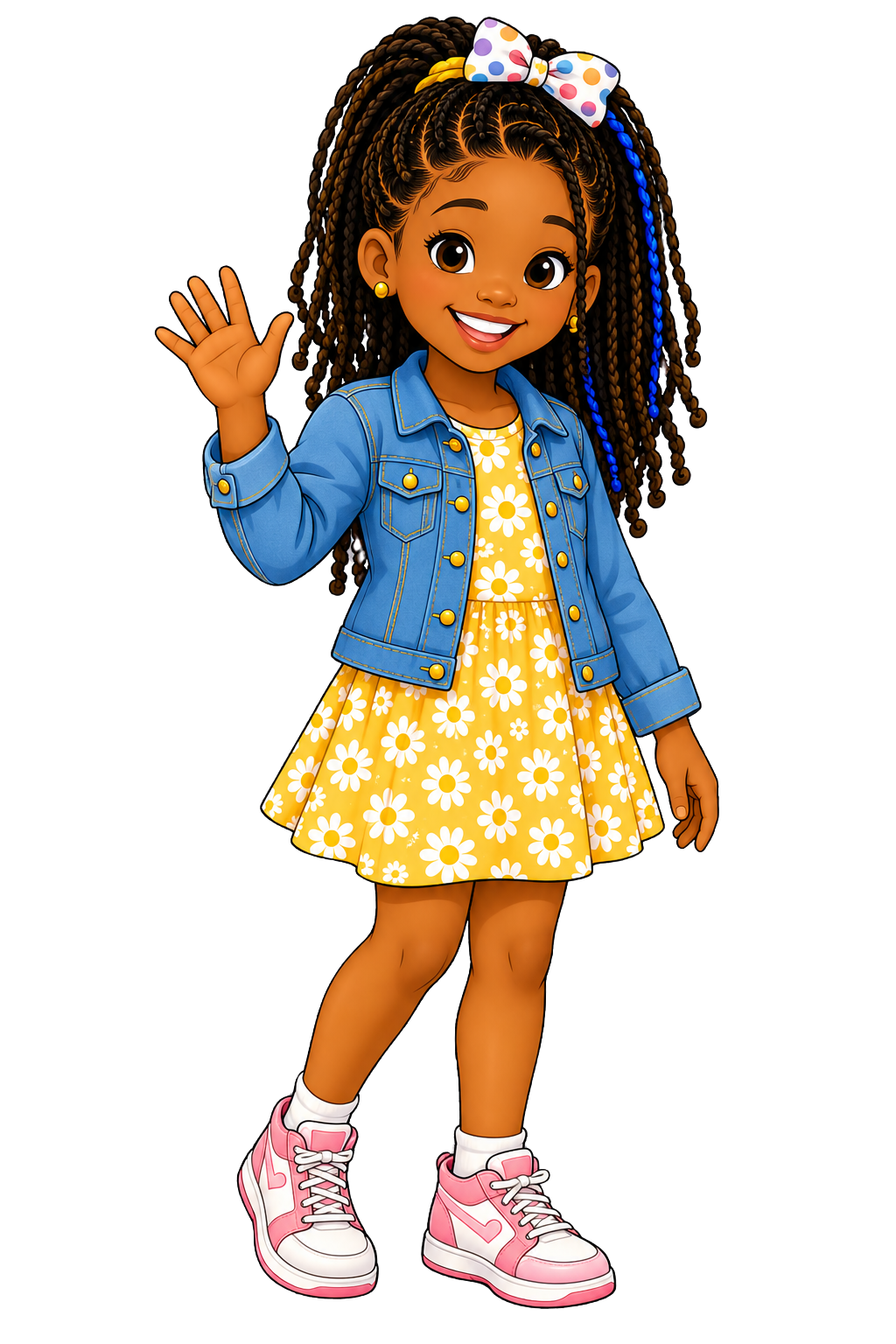 Olivia waves and welcomes visitors to Olivia's Amazing Adventures.