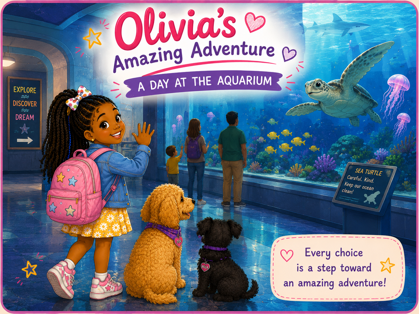 Olivia at the aquarium entrance